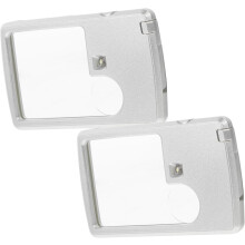 2 st bärbara ultratunna fyrkantiga optiska förstoringsblad 3-6x LED-ljus fickförstoringsglas