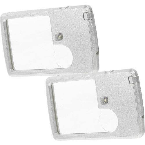 2pcs Portable Ultra-Thin Square Optical Magnifying Sheets 3-6x Led Light Pocket Magnifier