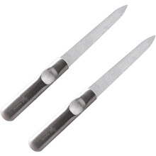 2 stuks roestvrijstalen nagelvijlen, dubbelzijdig, gepolijst metaal, manicuretools voor thuisgebruik, ideaal voor het vijlen van fijne nagels.