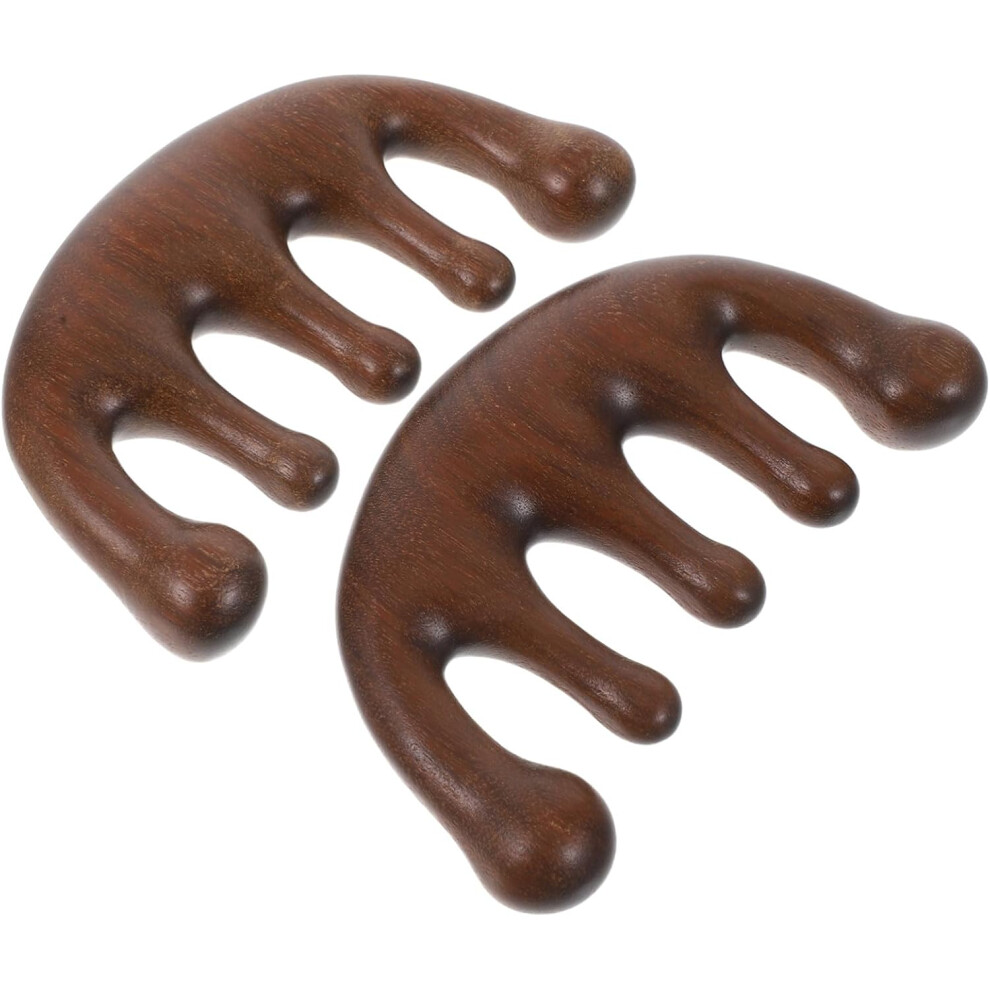 Hkhbjs Light/Brown 2Pcs Sandalwood Five-Tooth Massage Comb For Scalp And Hair Care Of Wide Tooth Wooden Meridian Massager
