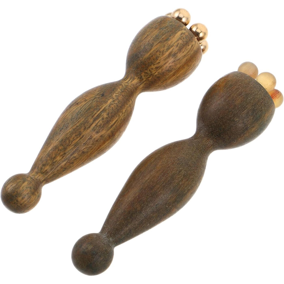 Hkhbjs Green 2Pcs Sandalwood Lotus Horn Eye Massager Stick Copper Head, Manual Facial Massage Tool