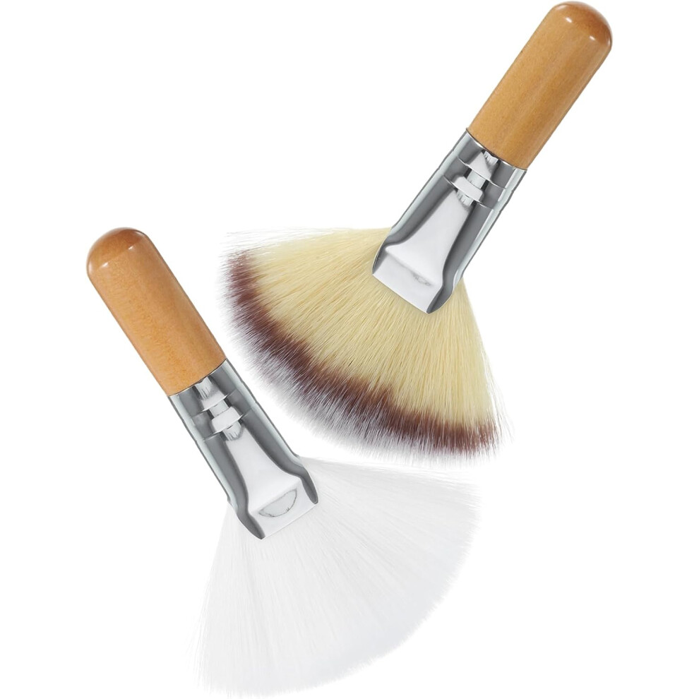 Hkhbjs 2Pcs Loose Powder Brush Setting Brush Soft Bristle Makeup For Face Blush Highlighting Applicator