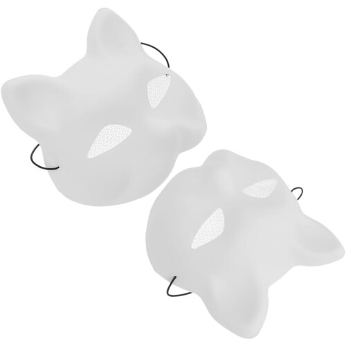 2 stk. DIY plast kattemasker blanke maskeradetilbehør