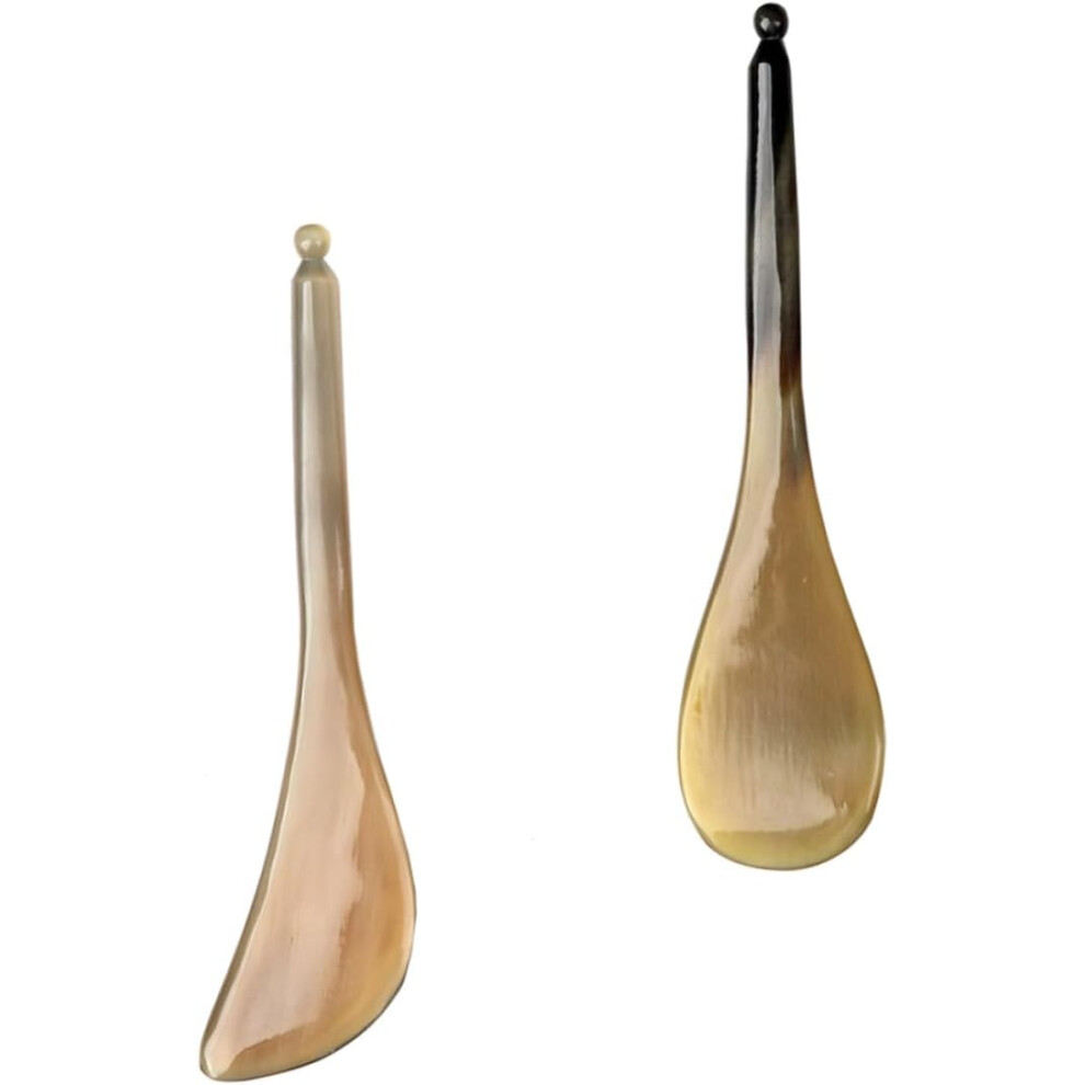 Hkhbjs Beige 2Pcs Natural Horn Scraping Stick Face Massager Gua Sha Roller For Neck