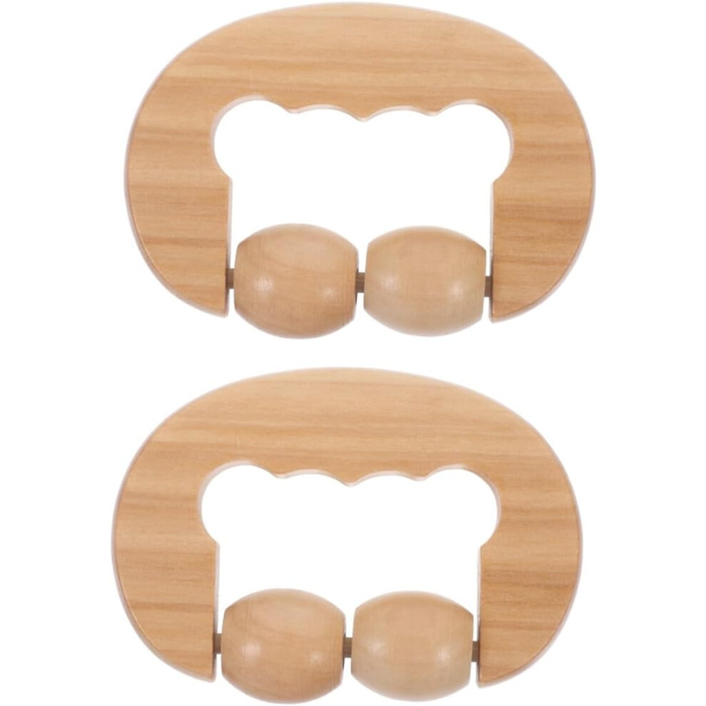 Hkhbjs Beige 2Pcs Wooden Handheld Massage Roller Tool For Body And Face Acupoint Massager