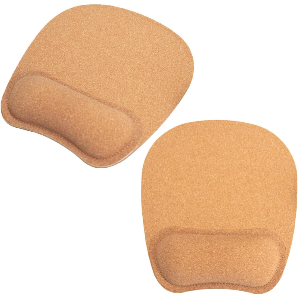 2Pcs Wrist Mouse Pad Soft Cork And Rubber Base For Ergonomic Support 5455468952142