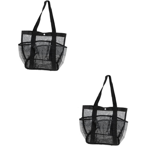 2pcs Large Capacity Mesh Beach Bag for Travel Multi-pocket Toiletry Bag Hanging Function Net Pouch