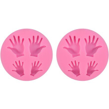 2 Stück DIY-Backform, handförmige Silikonform, kreative Fondantform, leicht zu reinigen und zu entformen, rosa