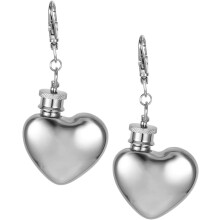 Lot de 2 flasques en acier inoxydable en forme de cœur avec porte-clés, 30 ml, étanches et portables.