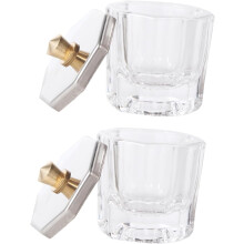 2 Stück Kristallbecher für Nagelkunst mit Deckel, Mini-Glasbehälter