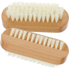 Double-sided Nail Scrubber Brush 2pcs with White Pp Wood Handle and Angled Bristles