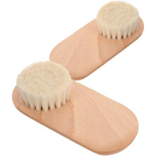 2er-Pack Fingernagelreinigungsbürsten mit weichen Borsten, Holzgriff, beige Buche