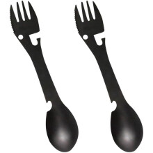 Lot de 2 ouvre-bouteilles de voyage en acier inoxydable, 5 en 1, avec fourchette.