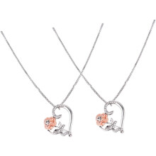 2-teiliges Rosenherz-Halsketten-Set mit Strassverzierungen, Schmuckset aus einer Legierung für Damen