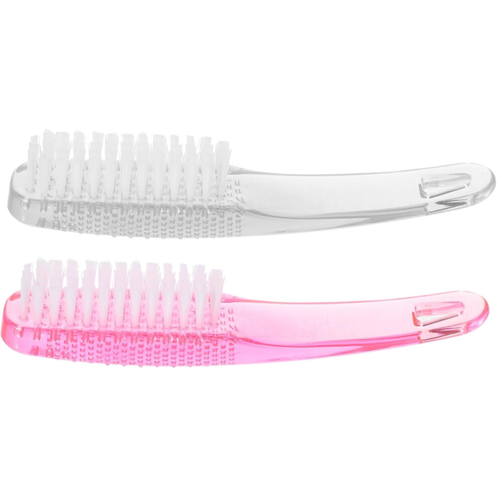 Hkhbjs 2Pcs Handle Grip Plastic Nail Dust Cleaning Brushes Curved Handle Manicure Pedicure Scrubbers