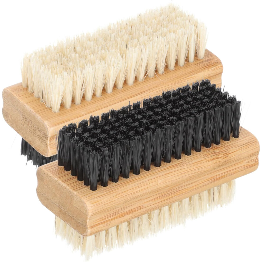 Hkhbjs Double-Side Bamboo Bristle Shoe Cleaning Brush 2Pcs, Wear-Resistant Nail Scrubber For Daily Use