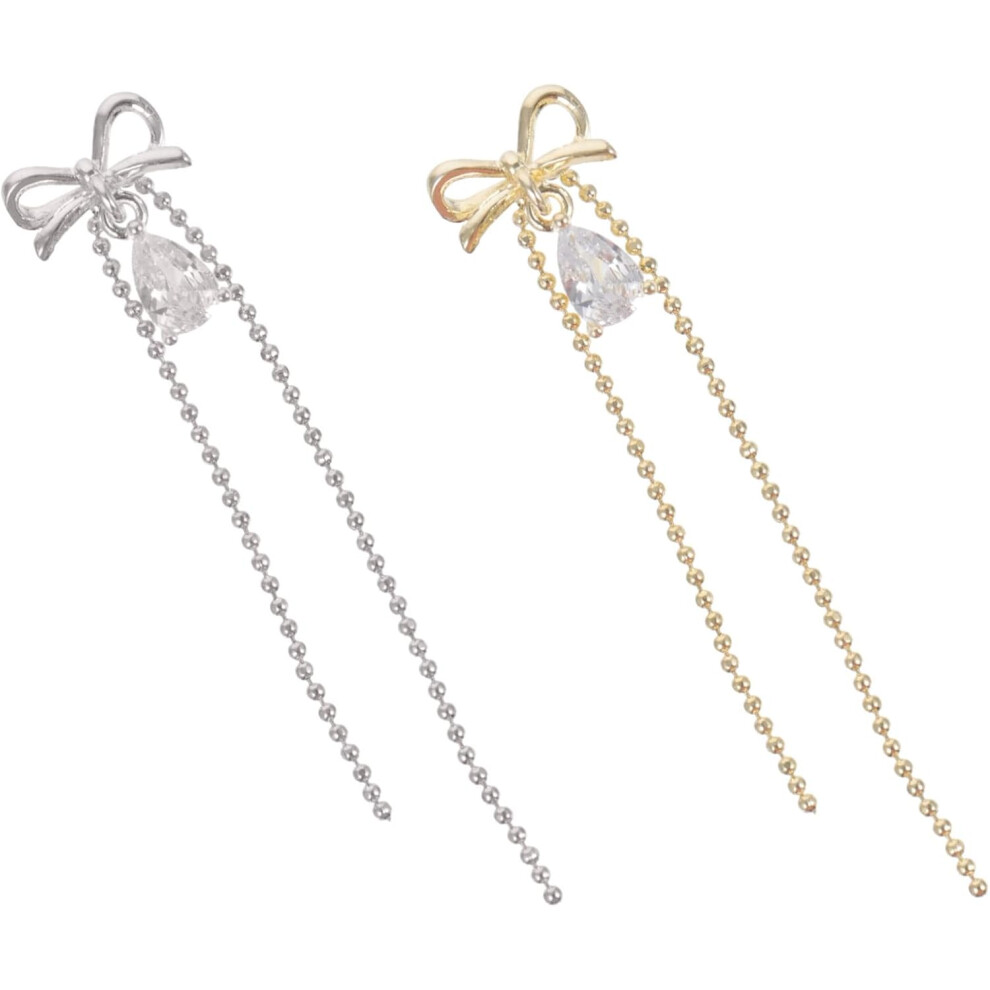 Hkhbjs 2Pcs Bowknot Nail Charms Rhinestones For Retro Nail Art Charming Attractive Diy Manicure Jewelry