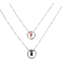 2-teiliges Partner-Halsketten-Set für Damen und Herren, zweifarbige, ineinandergreifende Ringe, modisches Valentinstags-Schmuckset