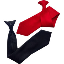 Set van 2 clip-on stropdassen voor heren, voorgeknoopt in karmozijnrood en ebbenhout, ideaal als kantooruniform.
