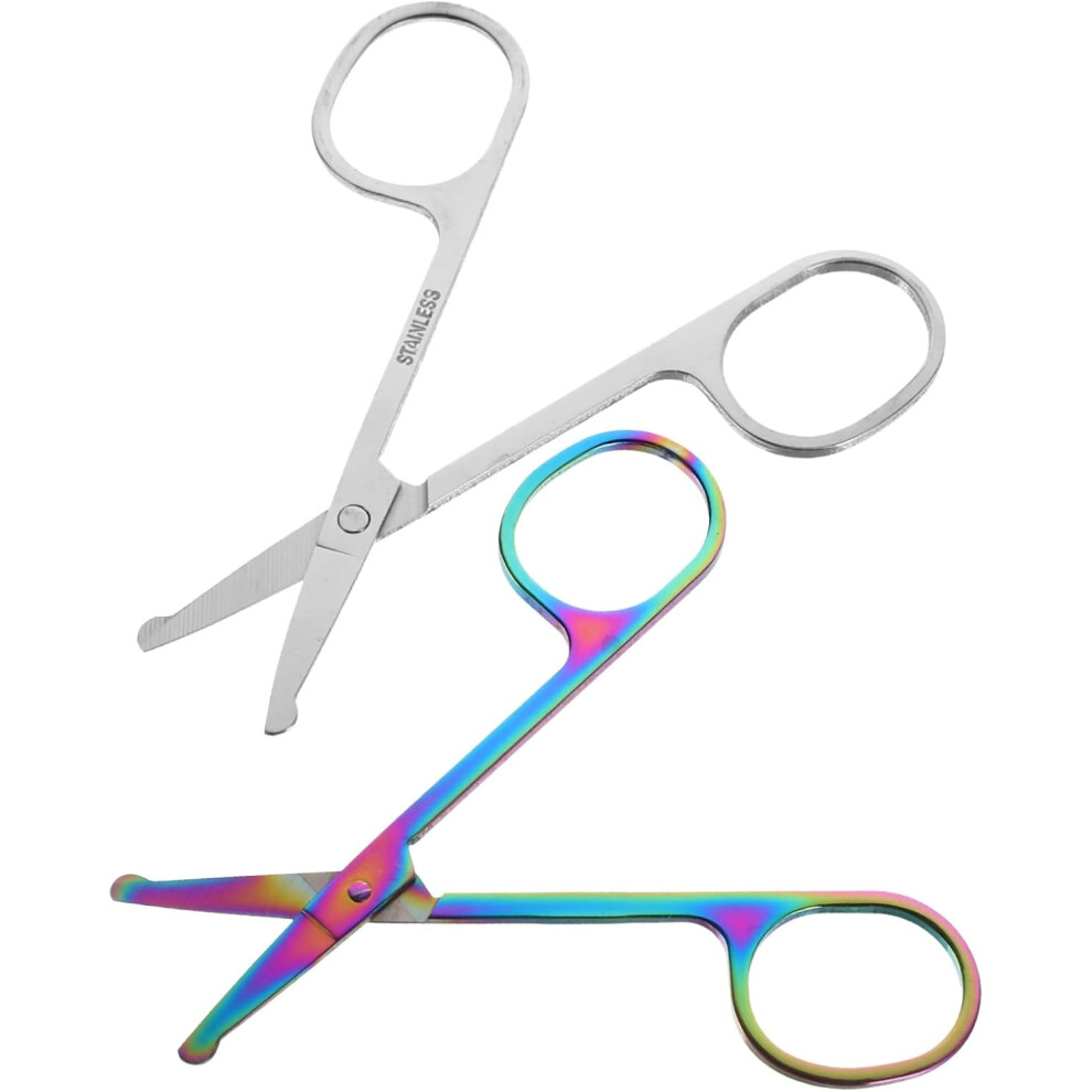 Hkhbjs 2Pcs Nose Hair Scissors Multi-Purpose Eyebrow Scissor For Male Beard Grooming Grooming Scissors