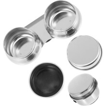 2 contenitori per il lavaggio dei pennelli in acciaio inox con coperchio, a foro singolo o doppio, per pennelli ad olio.