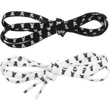 2 Paar flache Schnürsenkel mit Totenkopf-Print und Elastizität für Sneaker und Freizeitschuhe – einzigartige modische Zierschnürsenkel