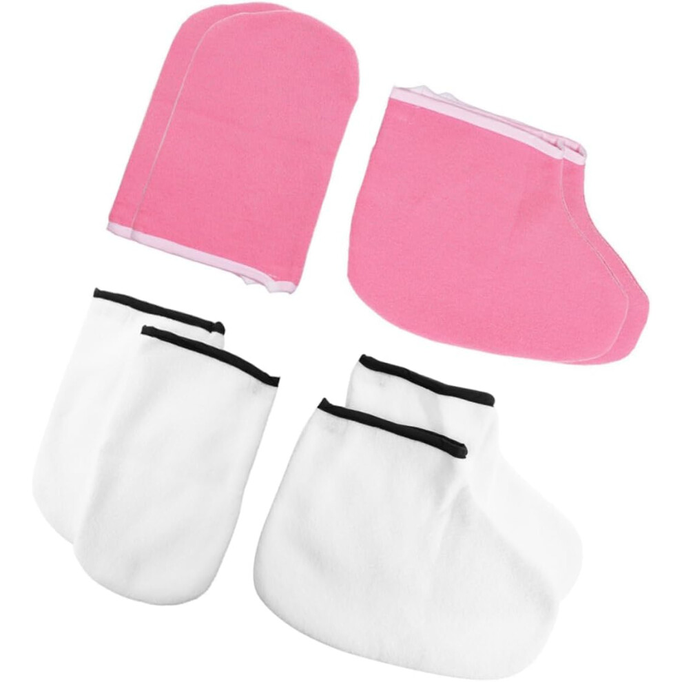 Hkhbjs White 4Pairs Hand Mask Foot Mask Cover Winter Gloves Moisturizing Gloves Exfoliating Foot Covers Spa Tools