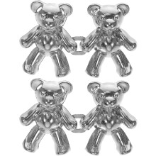 paires de boutons de jean réglables sans clous en forme d'ours, clips de serrage de taille en métal argenté