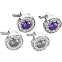 2pairs botões de manga de zircão redondo Smoxedo Studs para homens botões de manga Mens terno acessório Smoxedo camisa Studs