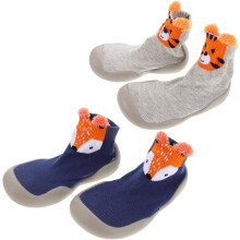 paar antislip wandelsokken, zachte vloerschoenen voor jongens en meisjes, makkelijk uit te trekken, grijs tijgerprint
