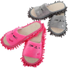 2 Paar Bodenwischpantoffeln mit niedlichem Cartoon-Design, ideal für die einfache Bodenreinigung
