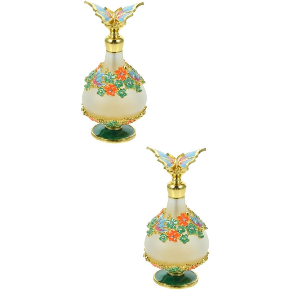 Hkhbjs 2Pcs Vintage Empty Perfume Bottle Glass Potion Container Cute Travel Refillable Oil Dispenser Bottle For Perfume Storage