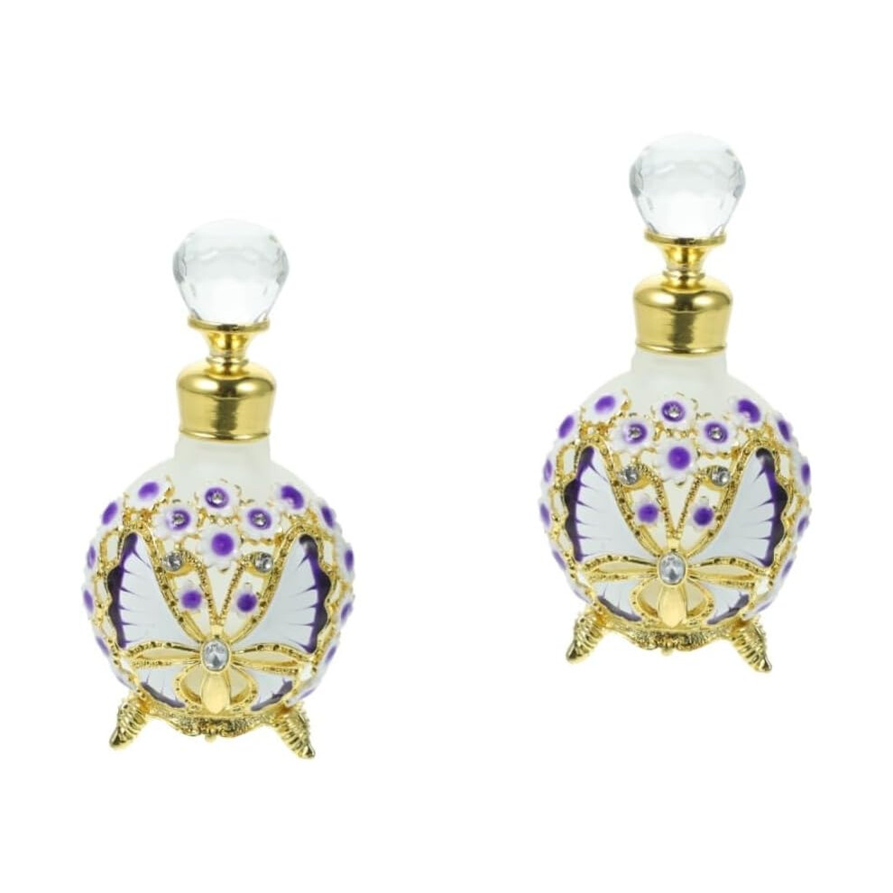 Hkhbjs 2Pcs Perfume Bottle Glass Perfume Container Vintage Style Empty Refillable For Travel Toiletry