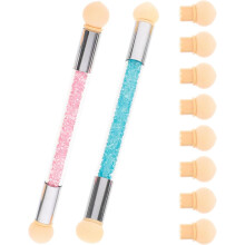 Lot de 2 pinceaux estompeurs pour nail art, stylo colorant pour manucure, fournitures pour nail art avec dégradé, éponges et pinceaux