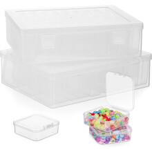 2er-Set Aufbewahrungsboxen aus Kunststoff, kleine Perlenboxen mit Klappdeckel, ideal für Schreibtisch, Bürobedarf und Bastelbedarf.