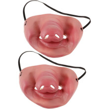 2 Stück Halbgesichtsmasken mit Schweinenase, Halloween-Kostüm-Requisite, niedliche Schweinenase-Tiermasken