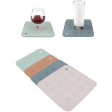 2er-Set Tischsets aus Silikon, quadratisch, hitzebeständig, rutschfest, leicht zu reinigen, elegantes Design