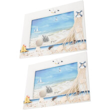 2 Stück Tisch-Fotorahmen aus Holz im maritimen Stil, robustes und langlebiges Material.