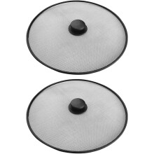 2 stuks anti-mors oliedeksels voor pannen, oliespatbeschermer, 10,2 inch rond, roestvrij staal, anti-verbranding, houdt warmte vast