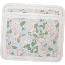Tischsets aus Leder, wasserfest und ölbeständig, florales Muster im europäischen Stil, 2 Stück