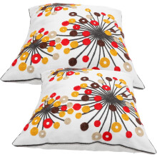 2 dekorative Kissenbezüge im Boho-Stil, quadratisch, aus Canvas, Vintage-Stil, einfach