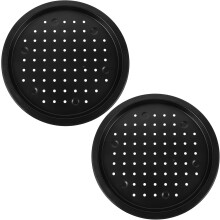 2 stuks 14 inch geperforeerde pizzapannen van koolstofstaal met antiaanbaklaag, ronde bakplaten voor pizza's
