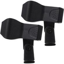 2 Stück schwarze Mikrofonklemmen aus Kunststoff mit Klemmbereich 22-42 mm, tragbarer Mikrofoncliphalter