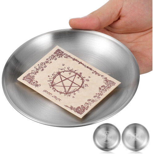 2pcs redonda vela de ferro e jóia prato conjunto com design místico