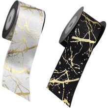 2 Rollen goldfolienbeschichtetes Polyester-Verpackungsband, 38 mm breit, je 10 Yards, Schwarz/Creme