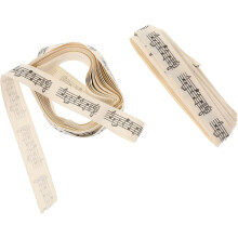 2 Stück Geschenkbänder aus Baumwolle mit Musiksymbolen, elegant beige, dekorativ