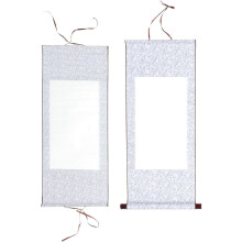 2-teiliges Set aus silbergrauen, leeren Xuan-Papierrollen zum Aufhängen, chinesische Kalligrafie-Malerei-Rollen