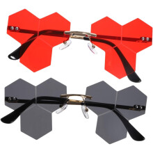 Lot de 2 lunettes de soleil sans monture pour femmes, forme irrégulière, style festival/fête tendance.