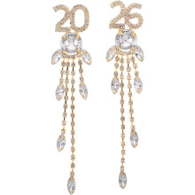 Goldene Strass-Quastenohrringe für Damen, unregelmäßige lange Hängeohrringe im Bohème-Stil
