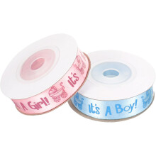 Tauf-Satinband-Set, 2 Rollen (Blau Junge 10 Yards + Rosa Mädchen 10 Yards), strapazierfähiges Satinband